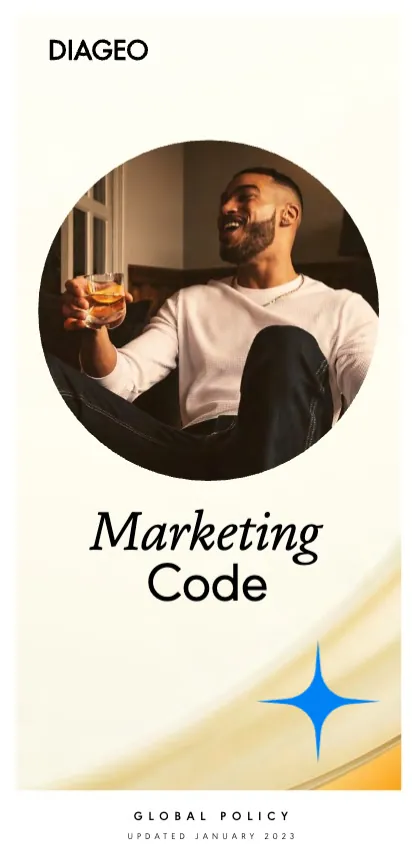Cover of the Diageo Marketing Code, the responsible marketing policy the compliance AI agent checked ads against