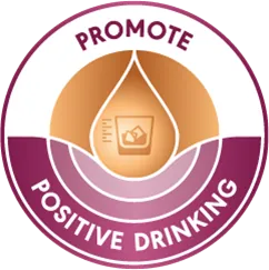 Diageo Promote Positive Drinking badge, part of the responsible drinking rules checked by the compliance AI agent