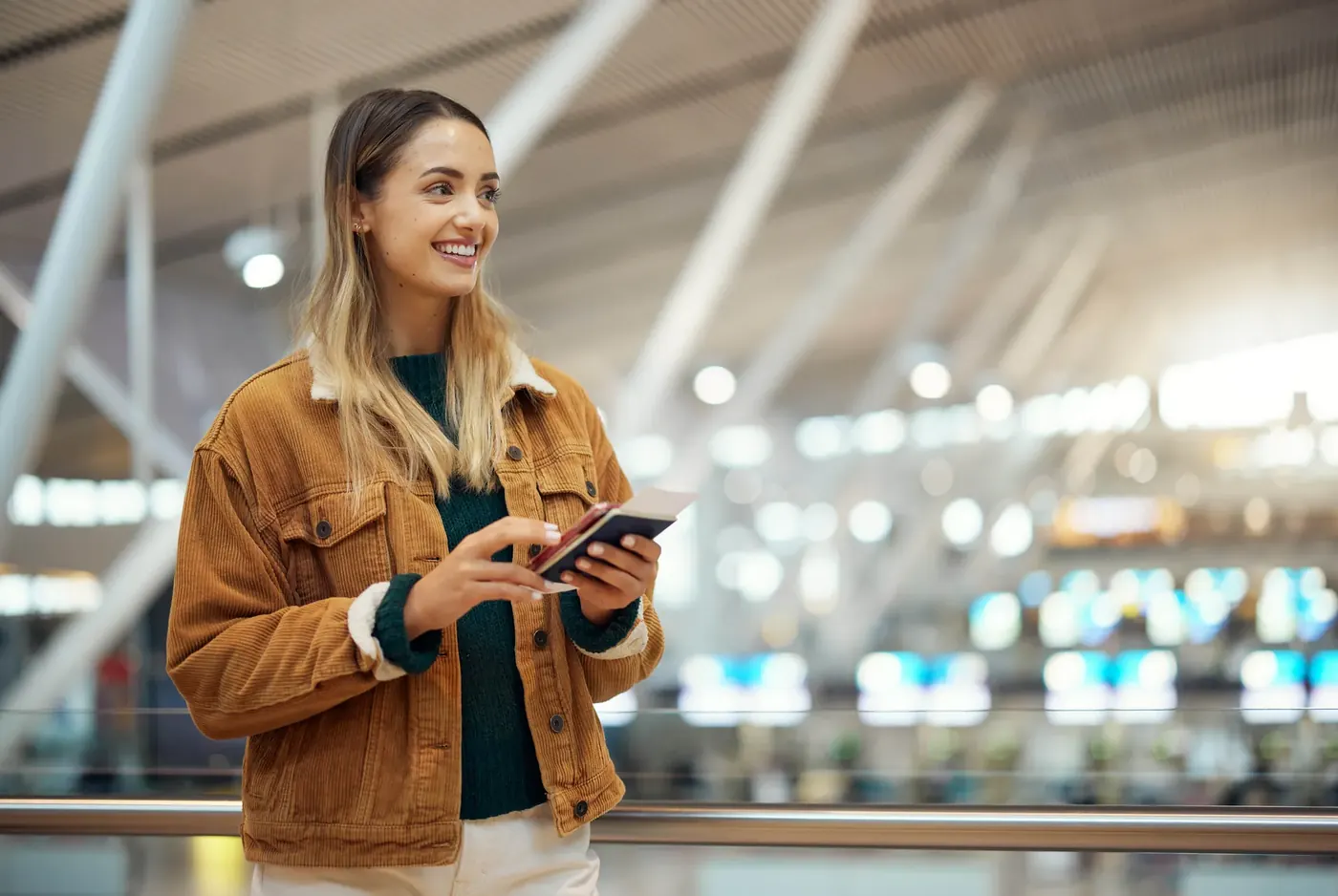 Smiling woman looking at her phone, where finfluencer posts can count as financial promotions under FSMA section 21