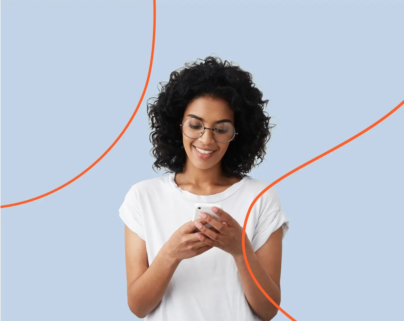Smiling woman shopping on her smartphone, where online ads and reviews must comply with the DMCC Act 2024