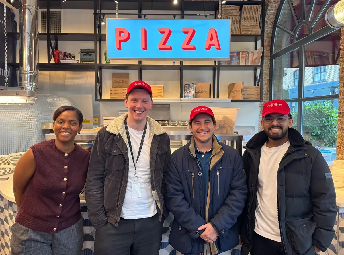 The Voxly Vision team out for pizza in London